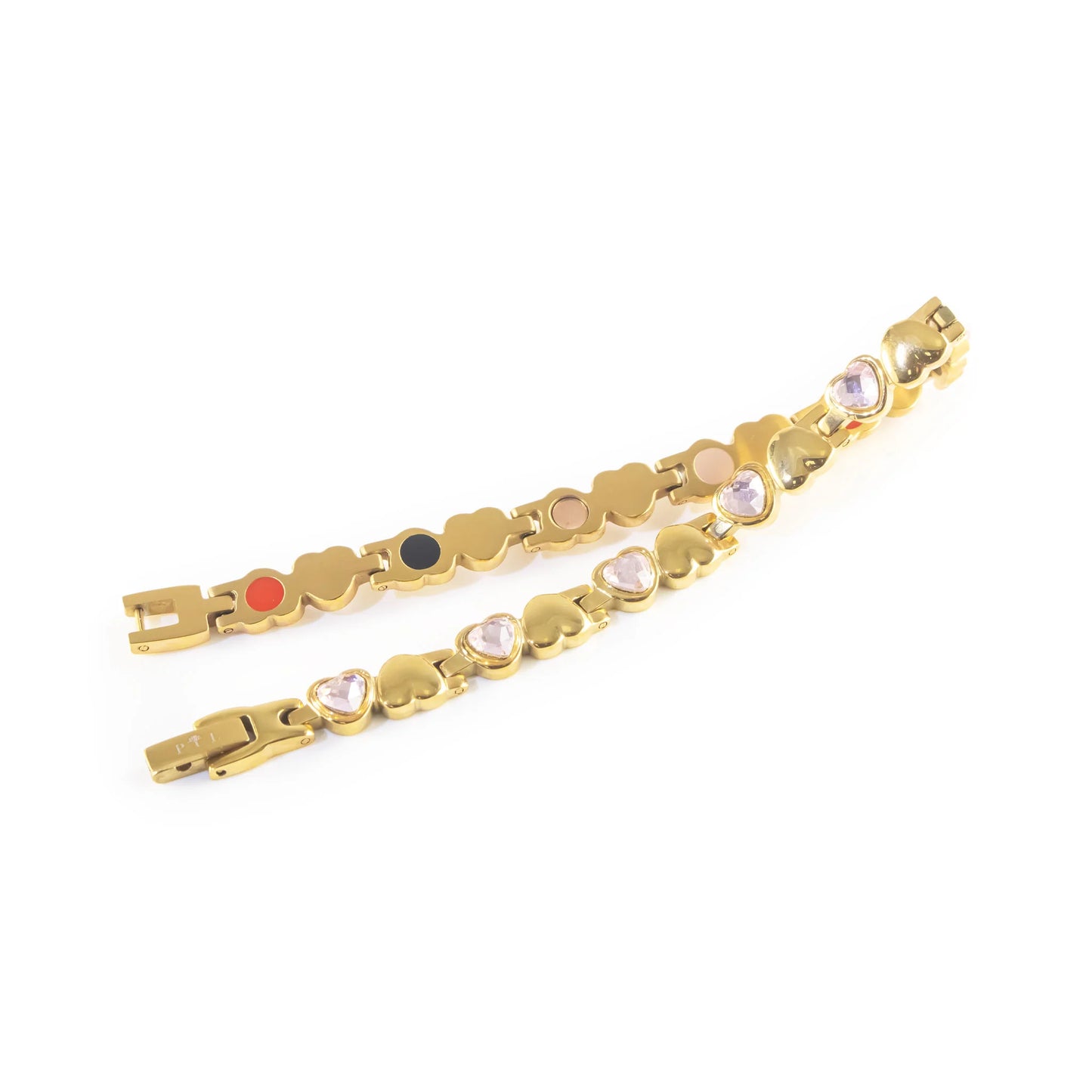 Hearts Gold & Pink Crystals