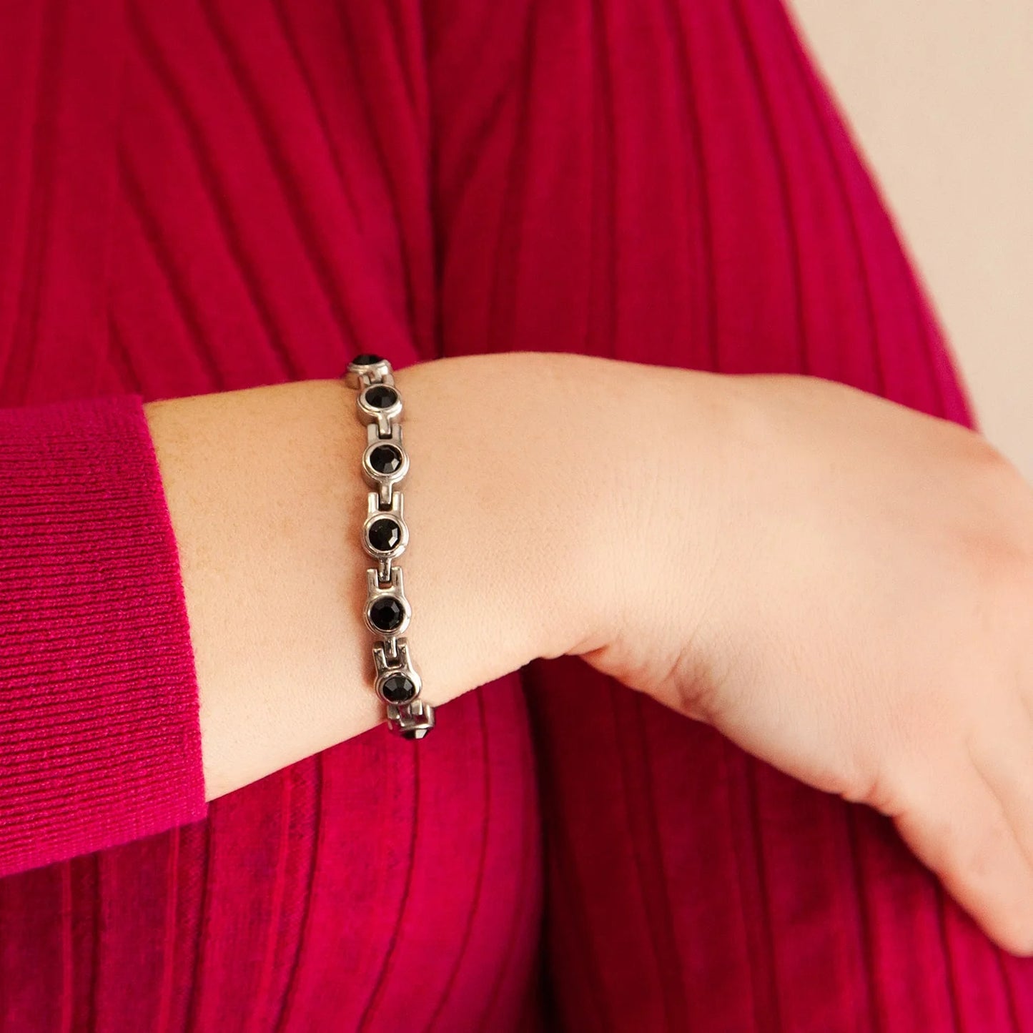 Stod Silver & Black Crystals