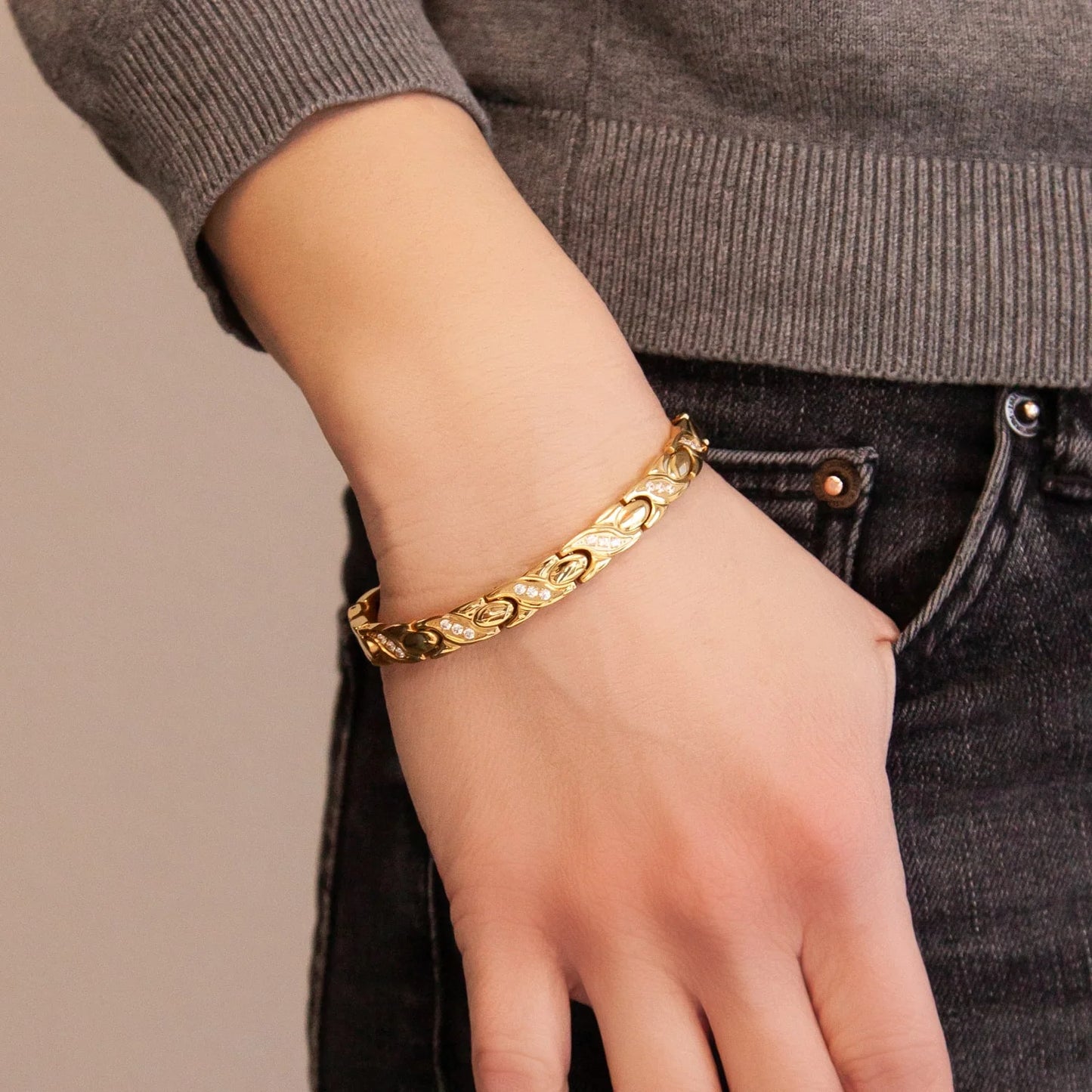 Wave Gold Swarovski -Titanium
