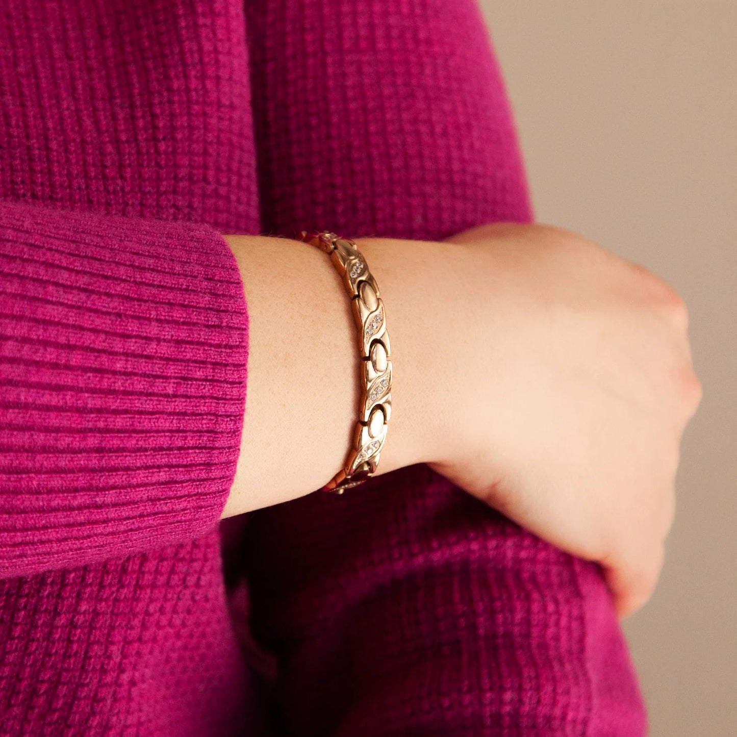 Wave Rose Gold Swarovski- Titanium