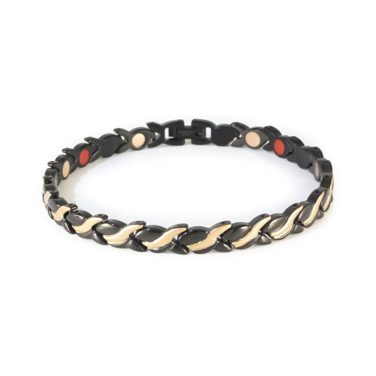 Helix Black -Black Steel and Rose Gold Waves