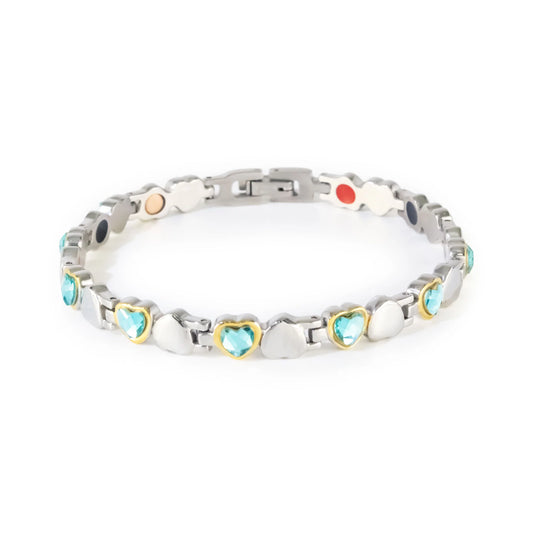 Hearts Two tone & Blue Crystals