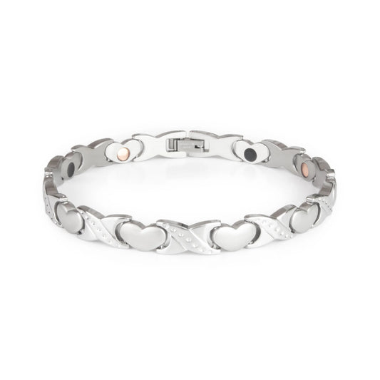 Hearts XO - Negative Ion Bracelet, Stainless Steel