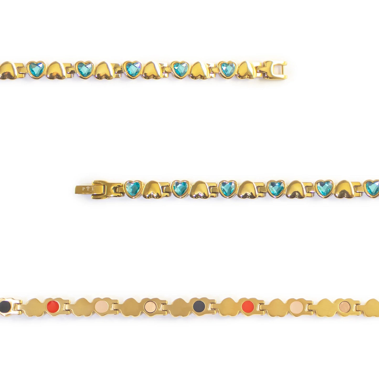 Hearts  Gold & Blue Crystals