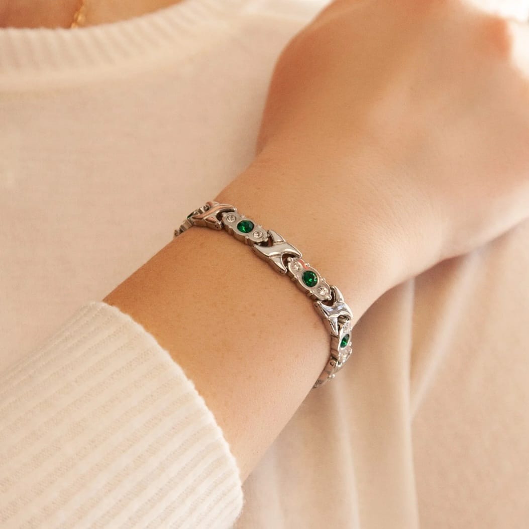 Jewel of Nile Silver & Green Crystals