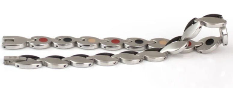 Half & Half Heart - Silver & Black-- Negative Ion Bracelet, Stainless Steel