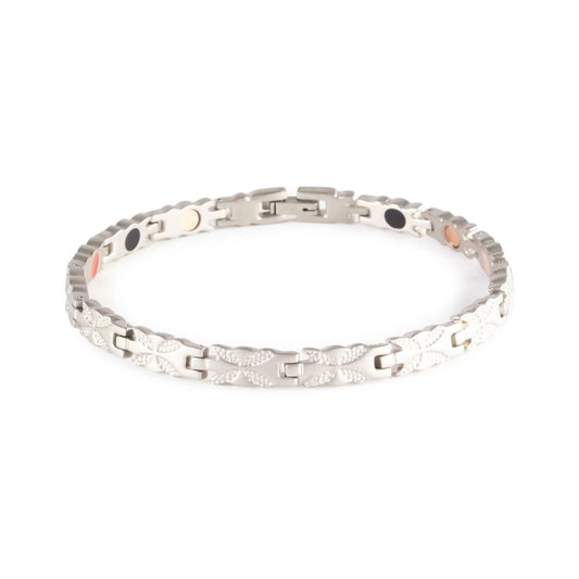 Butterfly Silver- Negative Ion Bracelet, Matte Stainless Steel