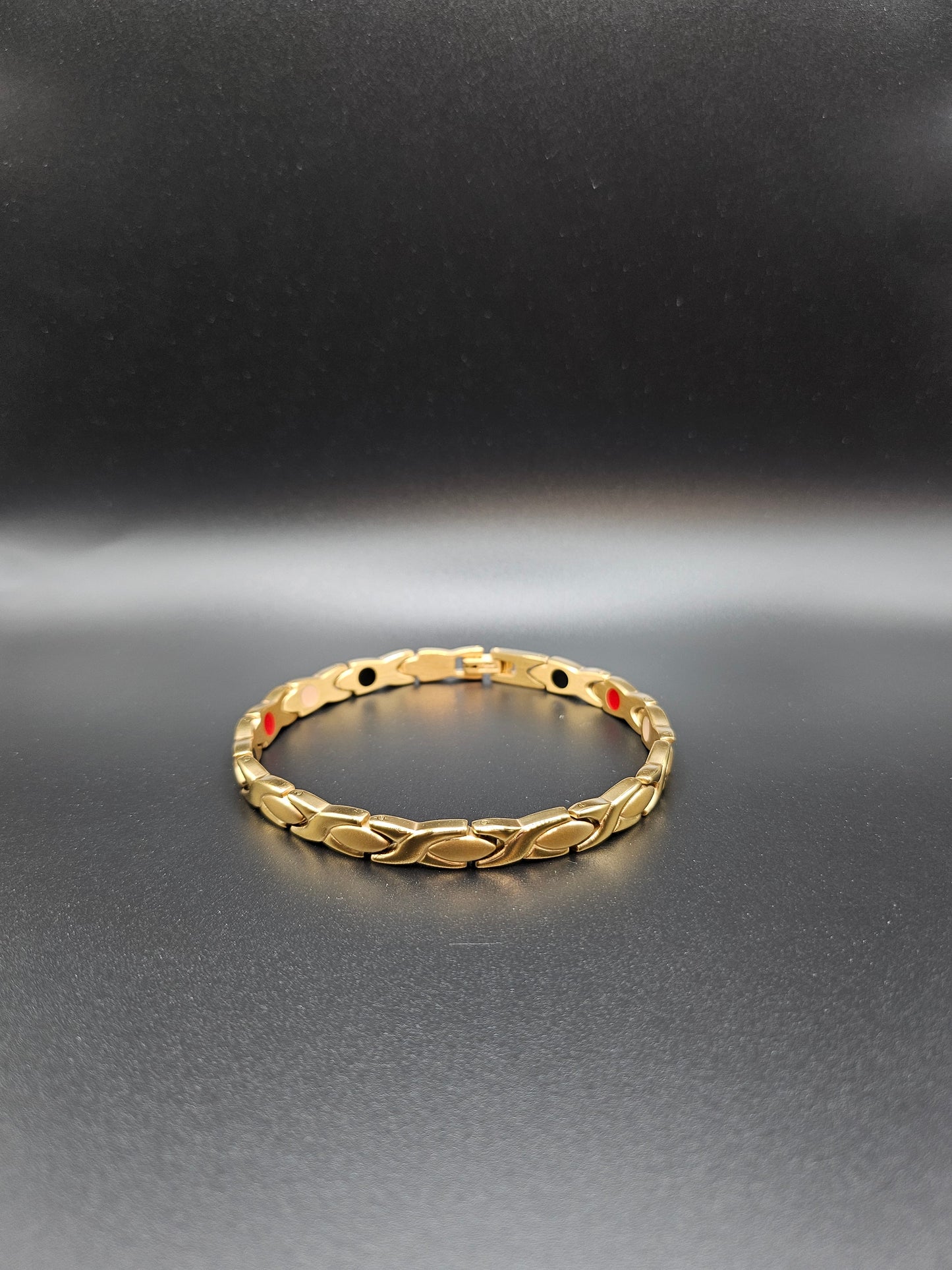XO Gold - Negative Ion Bracelet, Stainless Steel Polished Gold