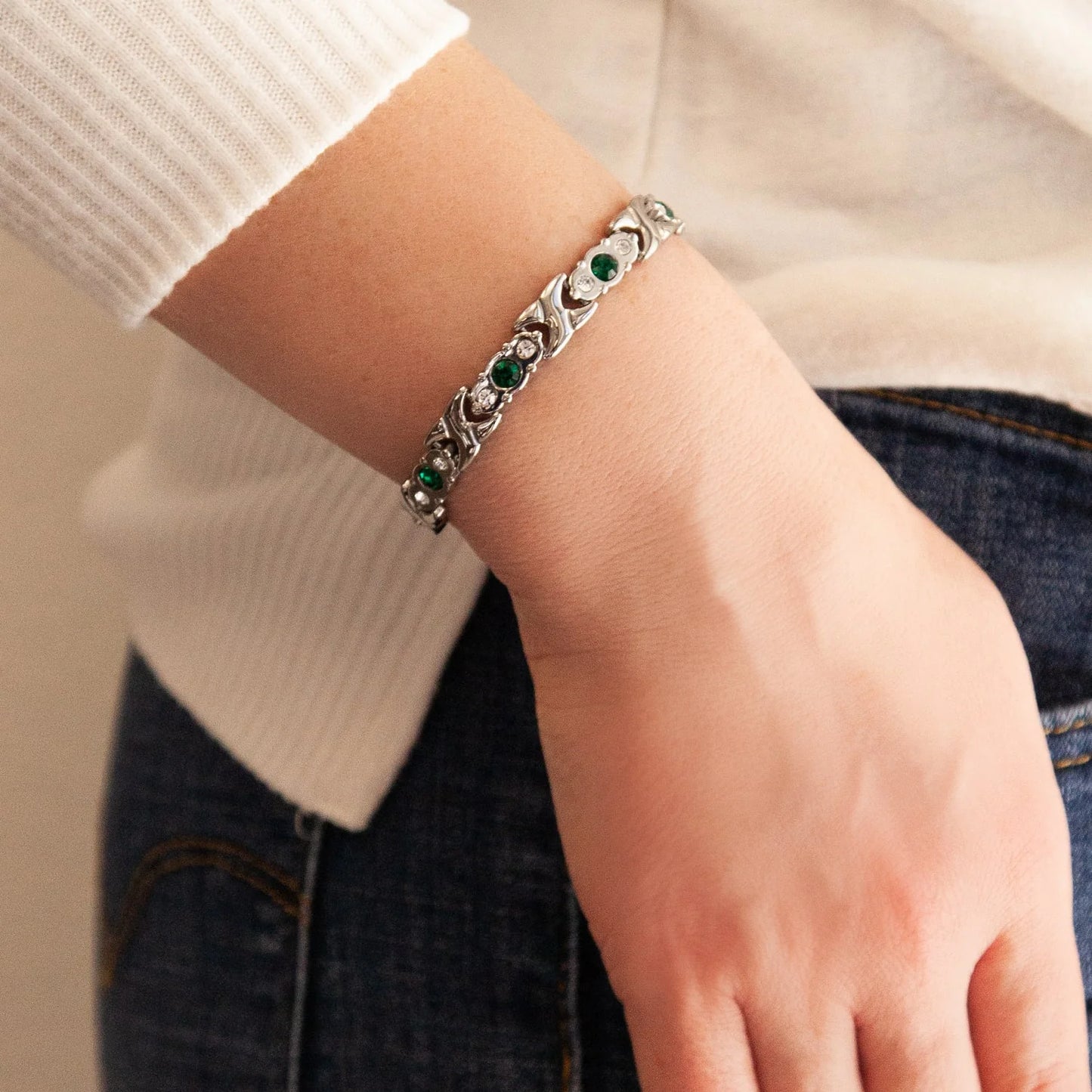 Jewel of Nile Silver & Green Crystals