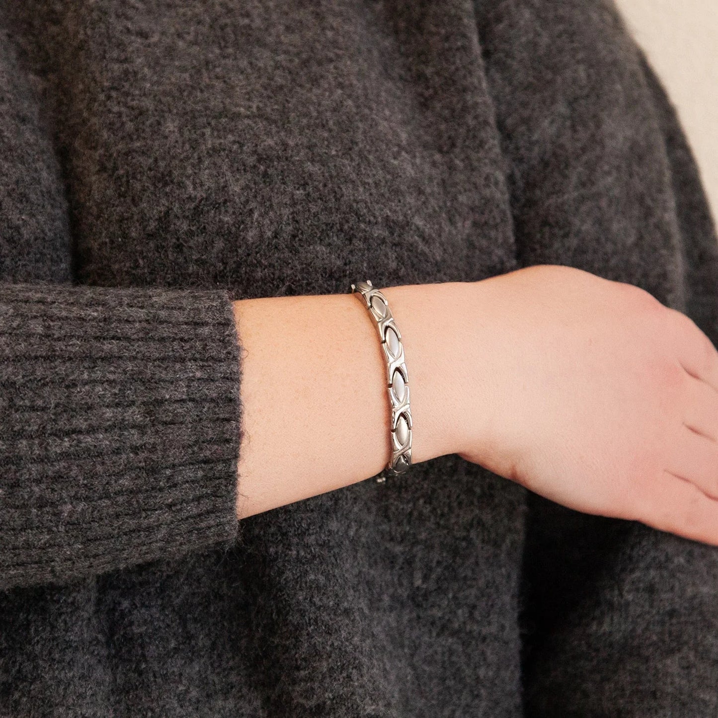 XO Silver - Negative Ion Bracelet, Stainless Steel