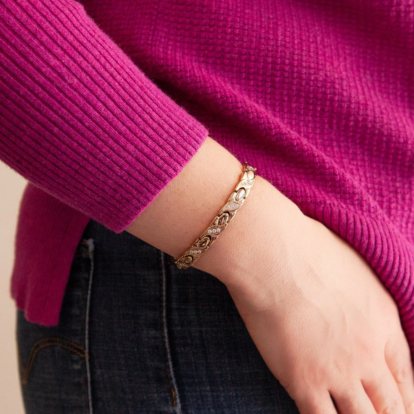 Wave Rose Gold Swarovski- Titanium