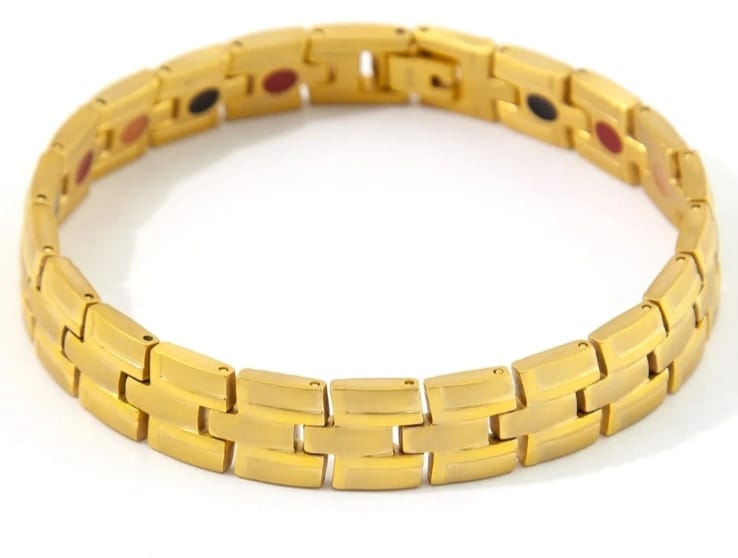Brick Gold - Titanium Negative Ion Bracelet, Brushed Yellow Gold