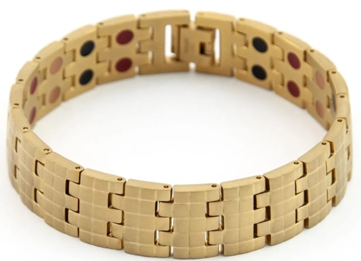Chess Board Gold - Negative Ion Bracelet, Matte Gold Finish