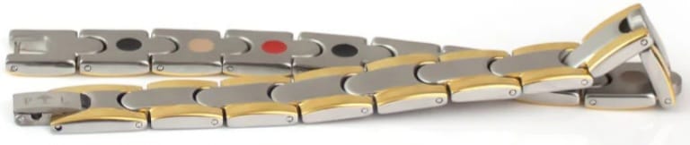 Moon Thin Silver & Gold- Negative Ion Bracelet, Gold and Stainless Steel