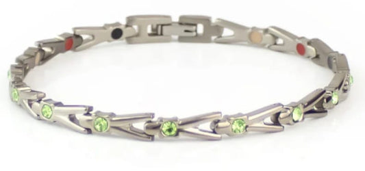 Shoot Star Silver & Green Crystal