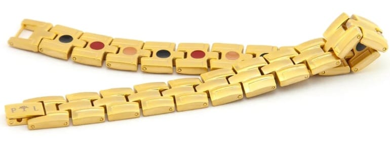 Brick Gold - Titanium Negative Ion Bracelet, Brushed Yellow Gold