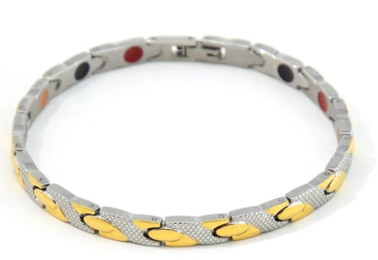 Snake Silver & Gold- Negative Ion Bracelet, Stainless Steel with a Gold Plated Twist