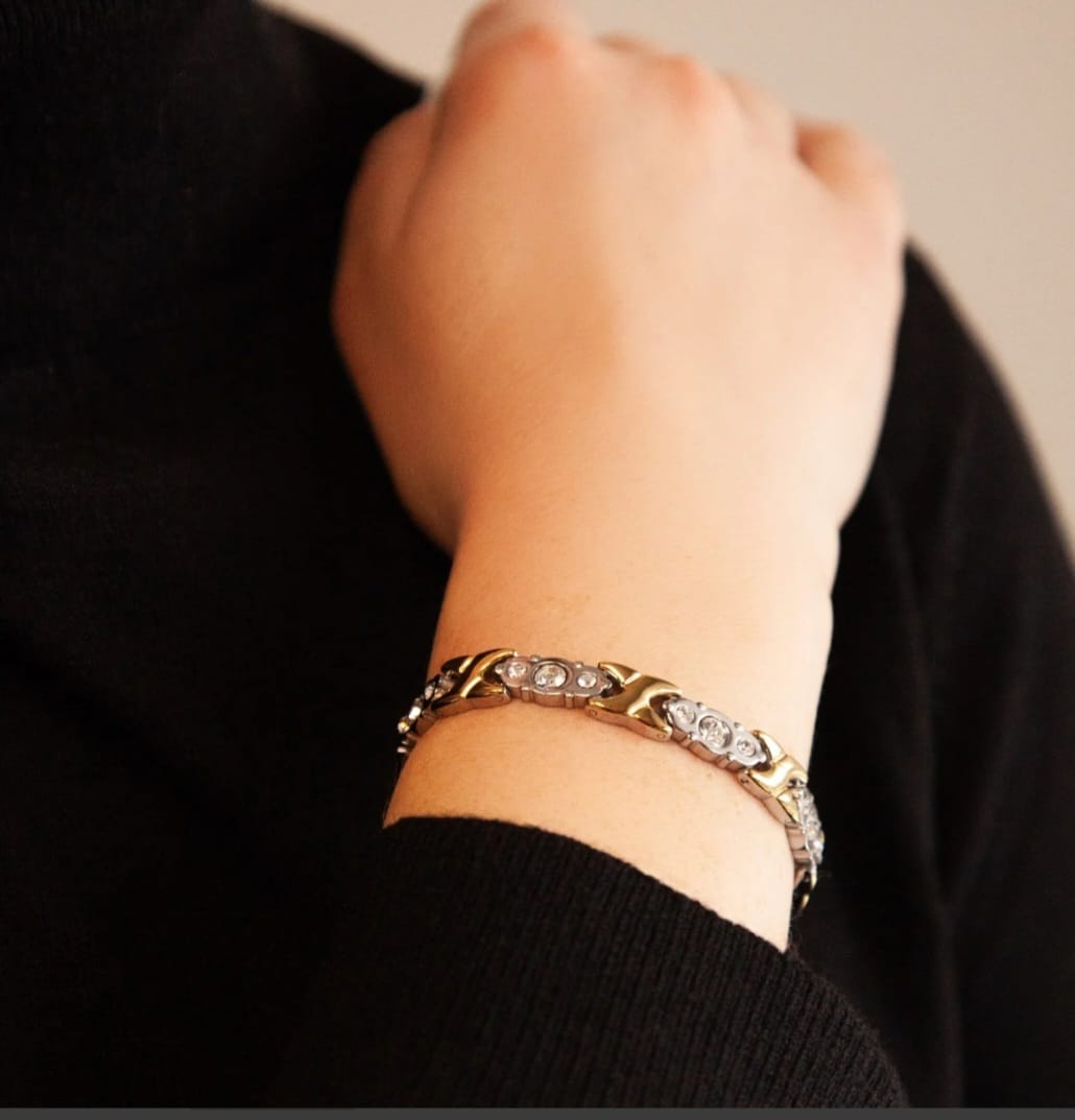 Jewel of Nile  Gold & Silver With Clear Crystals